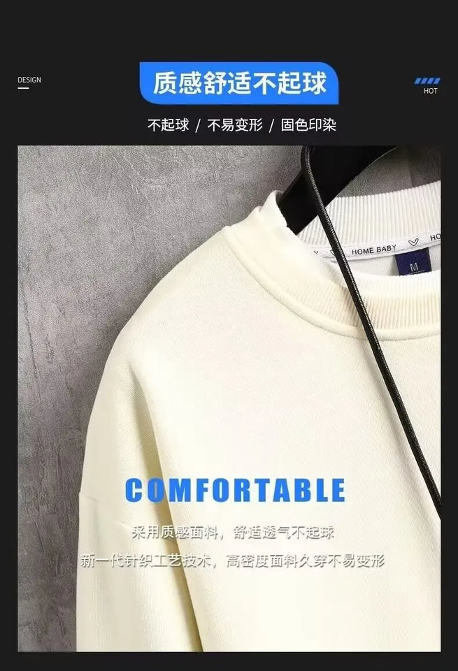 Japan Cartoon Men's Sweatshirt Hoodies Autumn Cats Printed Long Sleeve T-shirt Fashion Men's Clothing Khaki O Neck Harajuku Top