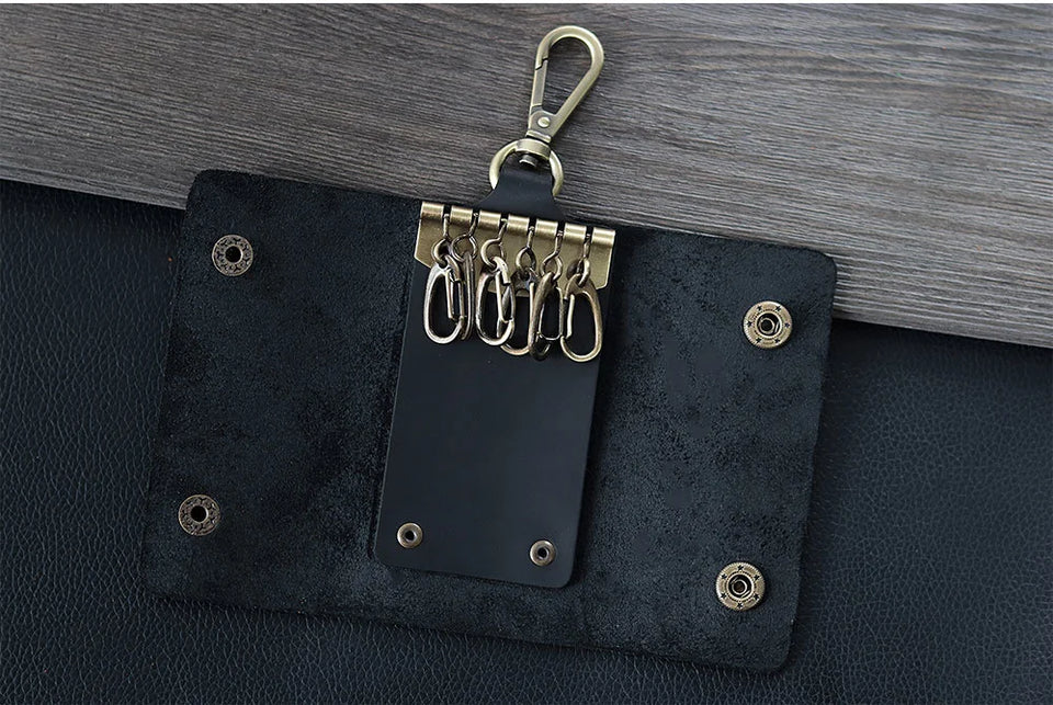 100 % Genuine leather   Multi-function Key Bag High Quality Crazy Horse leather Key Pouch Unisex Leather Business Gift