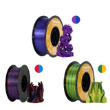 KINGROON Dual-color Silk PLA Filament 1.75mm 2 Color Coextrusion Glossy 3D Printer Filament PLA, 3kg/pack 1kg each spool