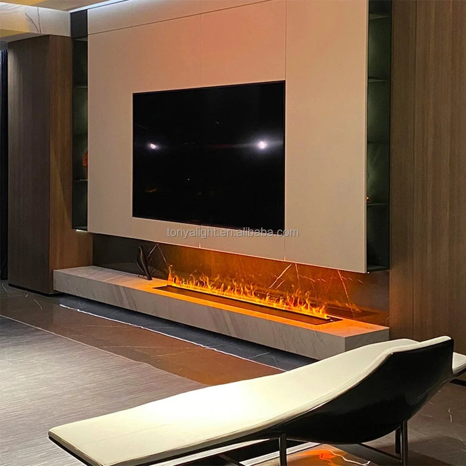 Modern Tv Stand Furniture for Living Room Decorative Led Flame Water Steam Fireplace Embedded Wood Electric Fireplace
