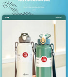 GIANXI 1000ml Spring Cap Large Capacity Vacuum Cup 316 Stainless Steel Coffee Cup Portable Outdoor Sports Water Bottle