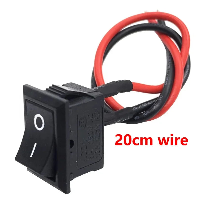 Mini Rocker ON Off 2/3Pin Toggle Square Round Electrical Switch with Pre-Wired 20cm 6A/250V10A/125V