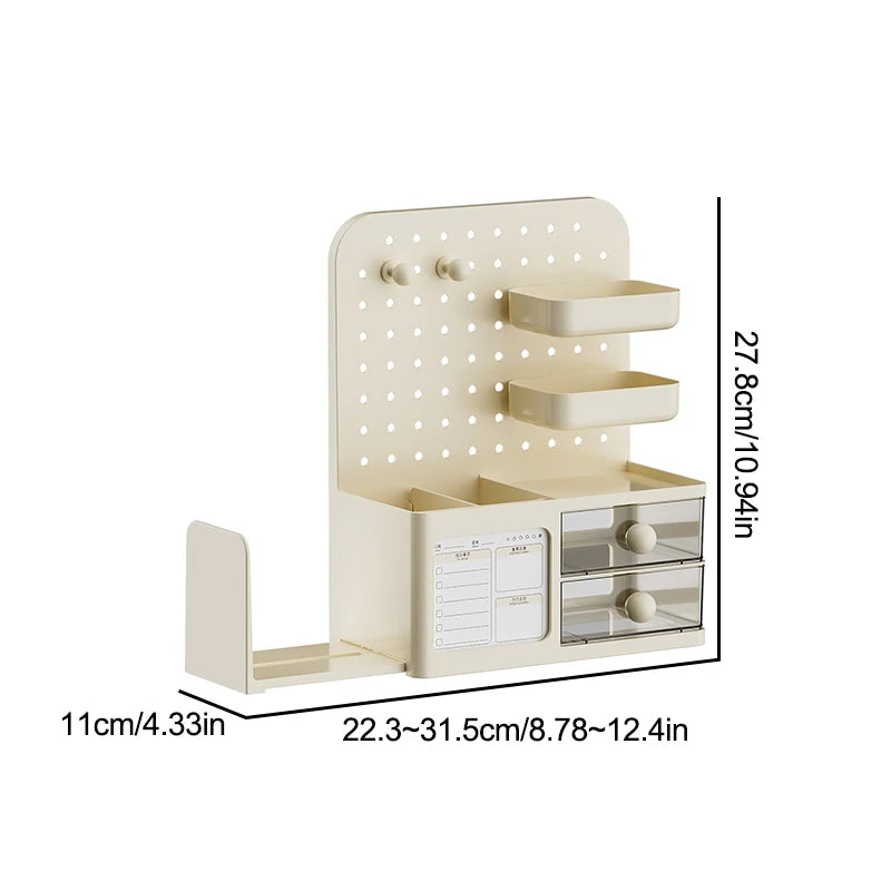 1 Pcs Desktop Perforated Board Storage Box Stationery Sorting Rack Desk Office Cosmetics Storage Rack Pen Holder