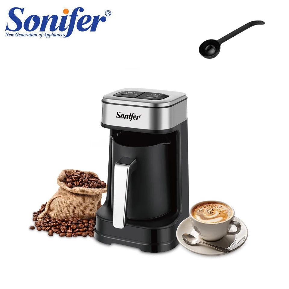 Sonifer Automatic Turkish Coffee Maker SF-3588, Smart Anti-Spill Sensor, Fast & Slow Brew Modes, 250ml, 700W, One-Touch