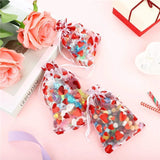 100Pcs Valentine's Day Organza Bag Love Heart Drawstring Jewelry Candy Gift Bag Pounch Cosmetic Packaging Bags Wedding Party