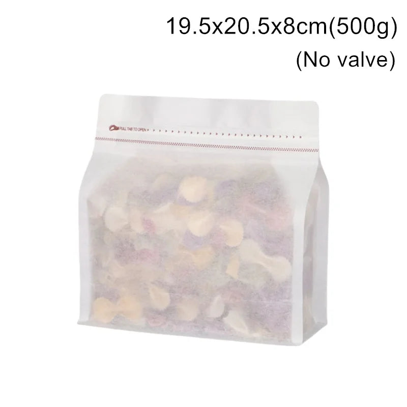 StoBag 50pcs White Cotton Paper Coffee Beans Packaging Bag with/No Valve Sealed for Powder Nuts Storage Stand Up Reusable Pouch