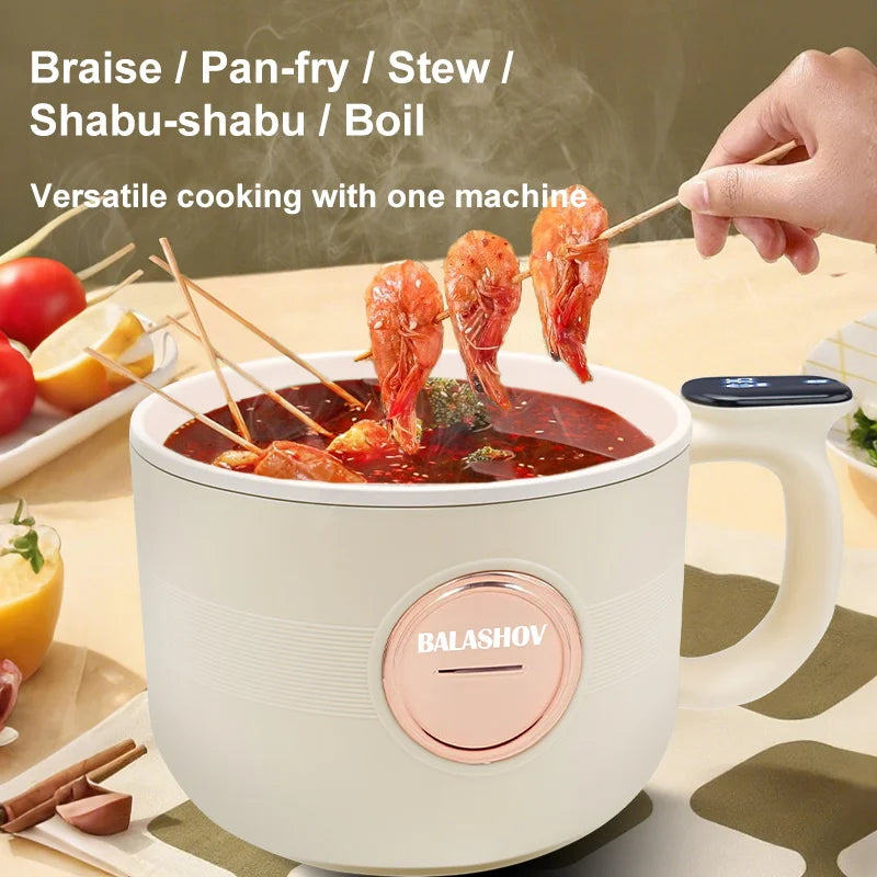 220V Multi Cookers Portable Electric Hot Pot 1.5L Household Non-stick Pan electric cooking pot for Ramen, Dumplings, Oatmeal