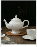 Ceramic European Style Tea Set French Relief Butterfly Flower Palace Pot Black Tea Cup Afternoon Tea Coffee Cup and Plate
