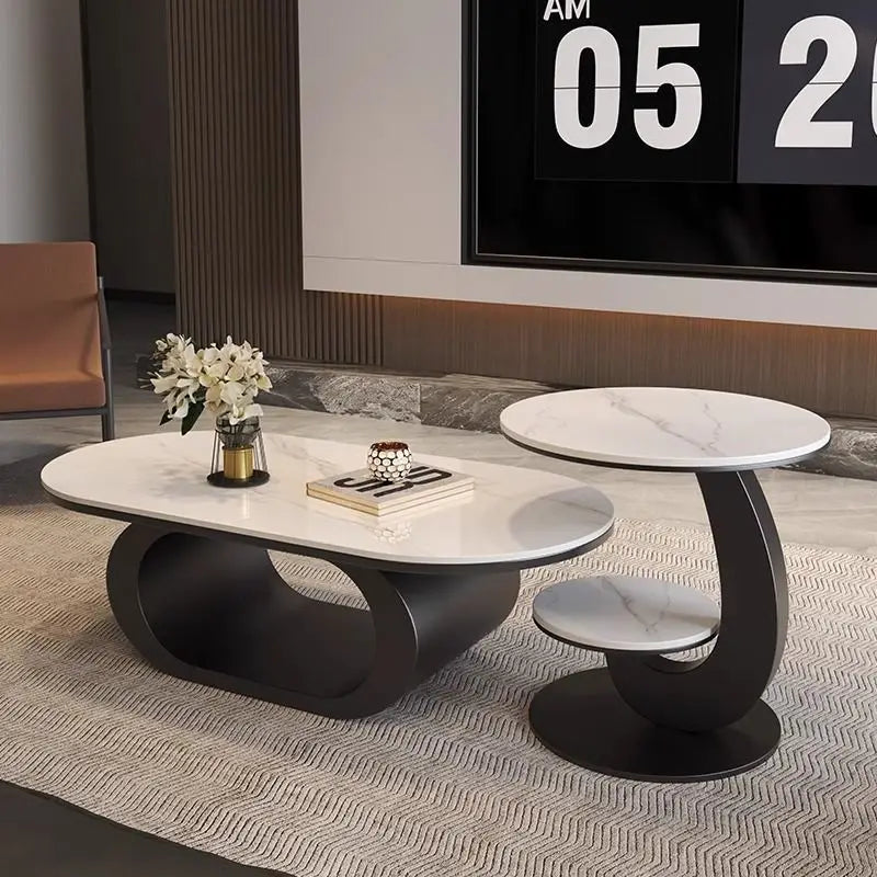 Italian minimalist new rock slab coffee table living room home simple modern high-end combination light luxury oval tea table