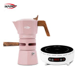 IKAPE Espresso Moka Pot and infrared ceramic hob Set,220V With Temperature Control Stovetop Espresso Machine For Coffee Lover