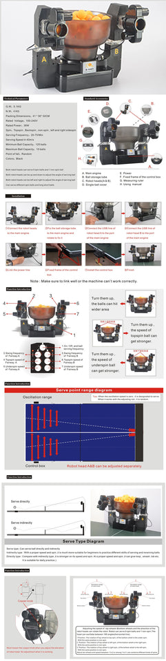Automatic Table Tennis Serve Robot Two Service Heads.Two Exits.Ping Pong Robot