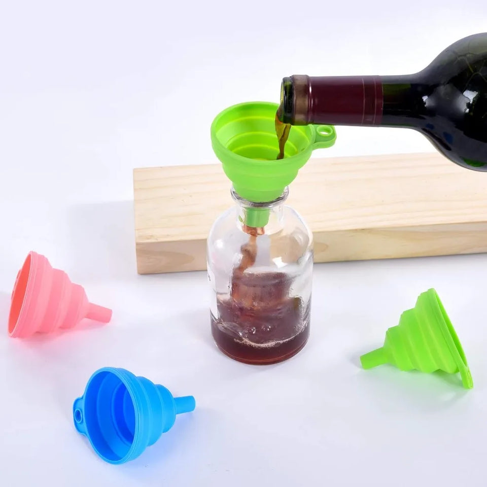 Collapsible Silicone Funnel Food Grade Foldable for Filling Bottles Perfume Capsules Fry Oil Filter Kitchen Cooking Tool