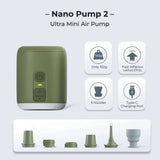 WESTTUNE Tiny Air Pump with Camping Lantern 4.5kPa Air Pump with Magnetic Design for Inflatable Air Mattress Sleeping Pads