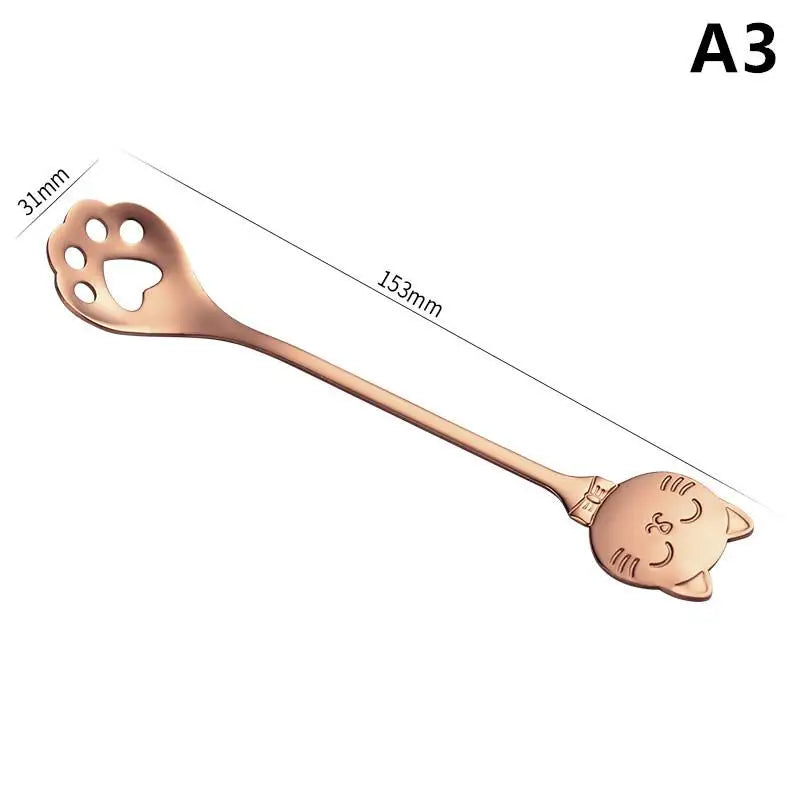 Creative Cat Claw Spoon Ice Cream Cake Dessert Teaspoon Scoops Tableware Kitchen Accessories Stainless Steel Coffee Mixing Spoon