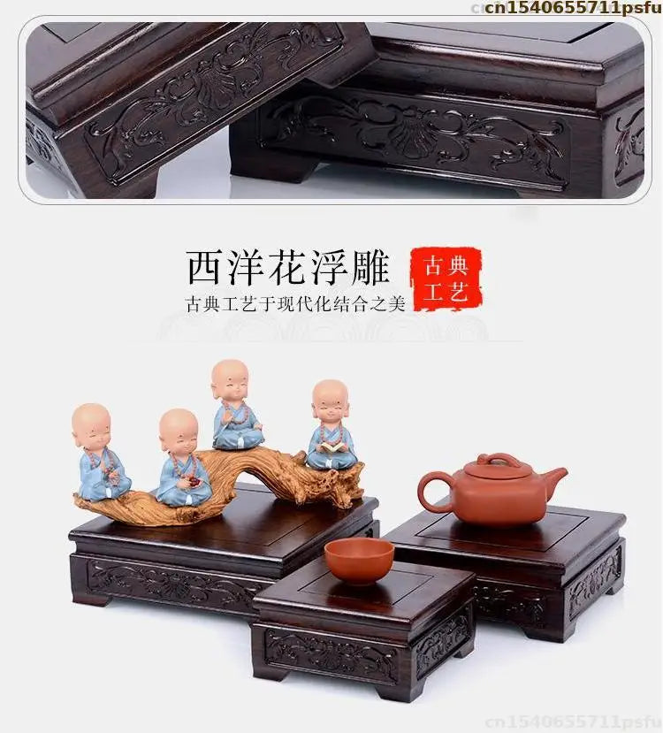 Premium Wooden Pedestal Display Shelf - Ideal for Bonsai Plants, Mini Flower Pots, Coffee/Tea Sets & Figurines | Standing Base