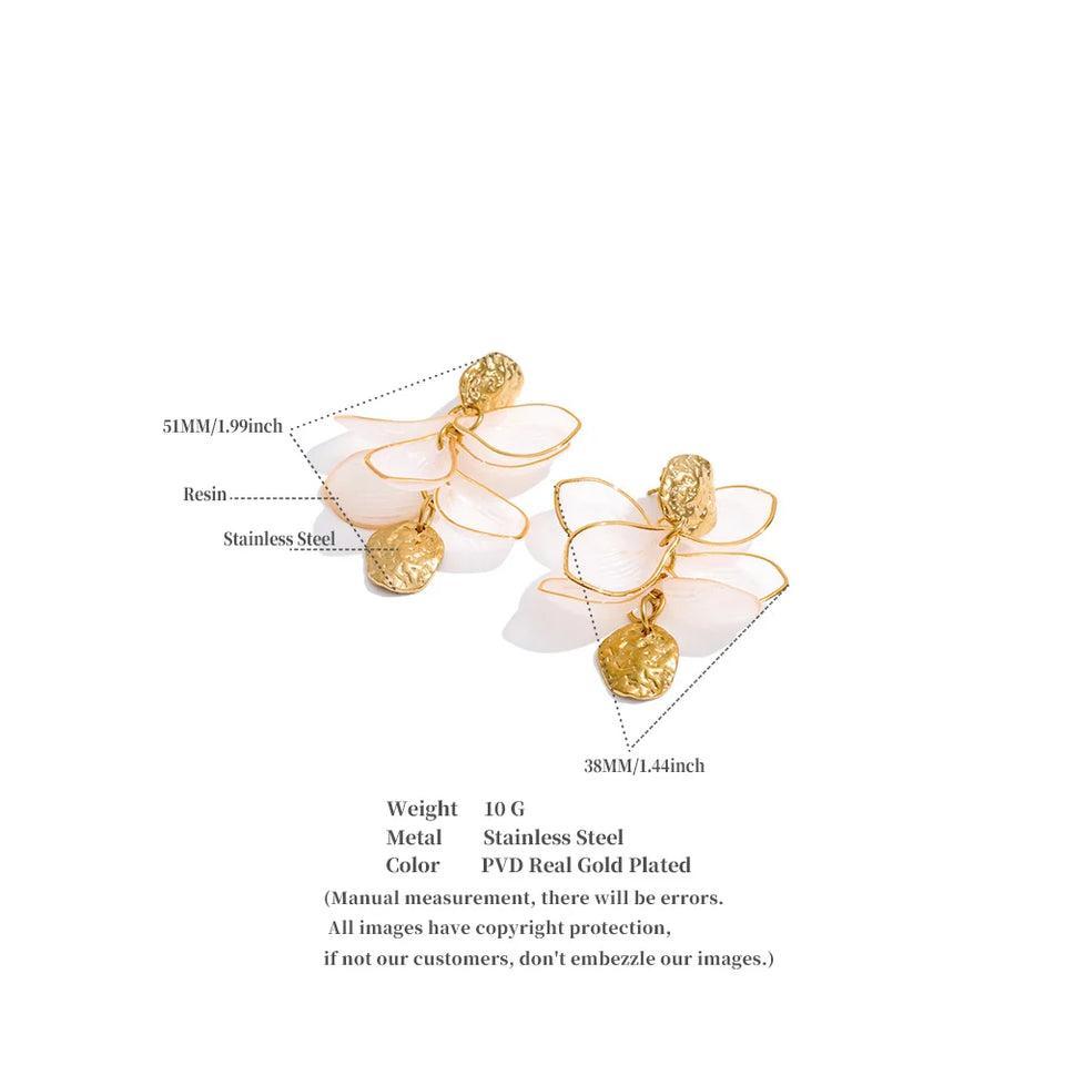 Yhpup Resin Acrylic Flower Petal Drop Earrings 2026 Stainless Steel New Arrivals Popular Spring Summer Charming Handmade Jewelry
