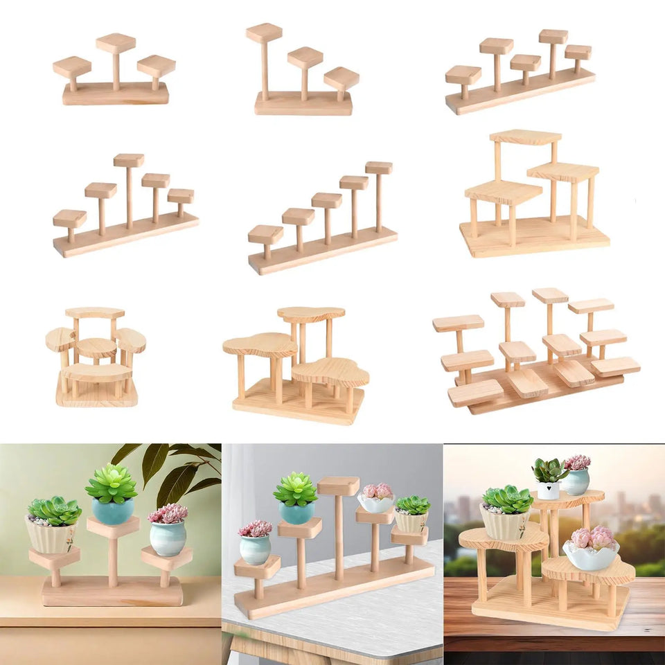 Wooden Display Riser Desktop Display Rack Practical Decorative Collectibles Display Shelf for Jewelry Figurines Toys Cosmetic