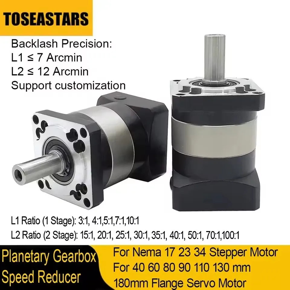 High Precision Planetary Reducer 6.35/8/11/14mm input Ratio 5:1 10:1 for Nema 23 57mm Nema34 86 Stepper 60mm Servo Motor Gearbox