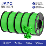 JAYO filaments petg 5Rolls Mixed colors 3D Printer Filament 1.75mm 100% No Bubble FDM 3D Printer Materials DIY Gift 1.1KG/1rolls