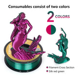 KINGROON Dual-color Silk PLA Filament 1.75mm 2 Color Coextrusion Glossy 3D Printer Filament PLA, 3kg/pack 1kg each spool