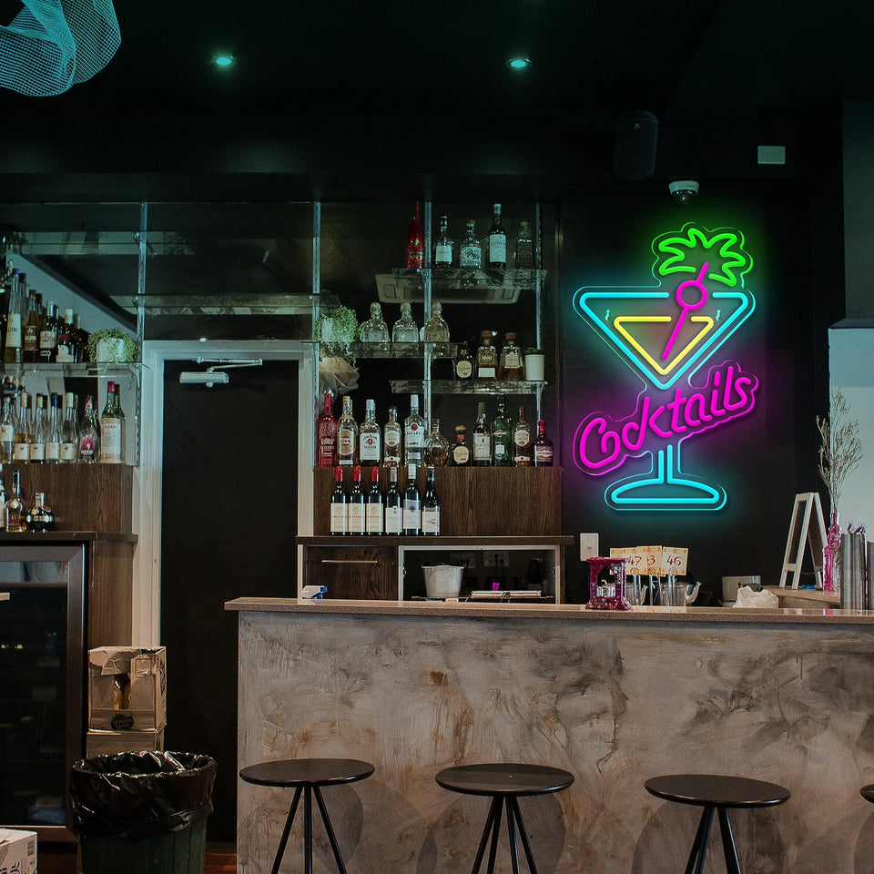 Cocktails Beer Neon Sign - Bright LED Bar Decor,  Commercial Pub & Home Bar, Grand Opening Gift for Bartenders & Brew Lovers