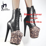 Leopard Print Suede Pole Dance Boots Overshoes Wear-Resist Women Sandals Pumps High-heeled Shoes Platform Protectors Cover Shoes