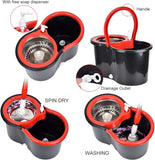 360° Spin Mop Bucket Sets with Wring System in 3 Microfiber Heads, Stainless Steel Basket 61" Extended Handle Floor Cleaning
