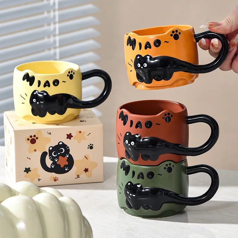 Cup Cat Stacking Cup Creative Mark Cup Drinking Cup For Guests Home Set Handle Ceramic Coffee Cup