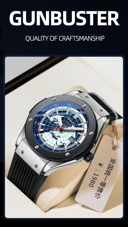 CHENXI 82442 Men's Quartz Watch Casual Outdoors Sports Watches Brand World Map Military Waterproof Men Wrist Watches Clock Gifts