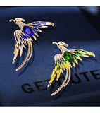 New Bathing Fire Phoenix Rhinestone Brooch Pendant Fashion Animal Sparkling Crystal Pins Clothes Bags Accessories Jewelry Gifts