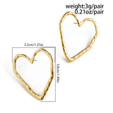 Salircon Simple Irregular Hollow Love Heart Stud Earrings for Women New Gold Color Piercing Earrings Lady Party Ear Jewelry