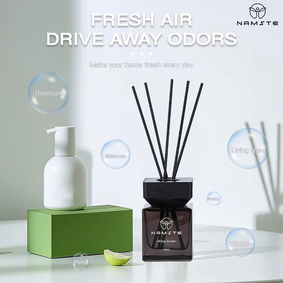 NAMSTE 100ML Reed Diffuser Stick Fragrance oil Aromatherapy Flameless Hotel Home SPA Aromatherapy Air Freshener Fragrance Scent