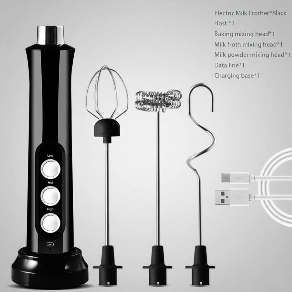 Handheld Electric Milk Frother USB Wireless Egg Beater Kitchen Mixer Coffee Whisk Blender Tool for Home Use