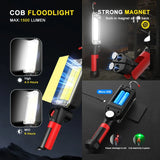 COB Floodlight Rechargeable Lamp Led Work Light Use 2*18650 Battery Led Portable Magnetic Light Hook Clip Waterproof