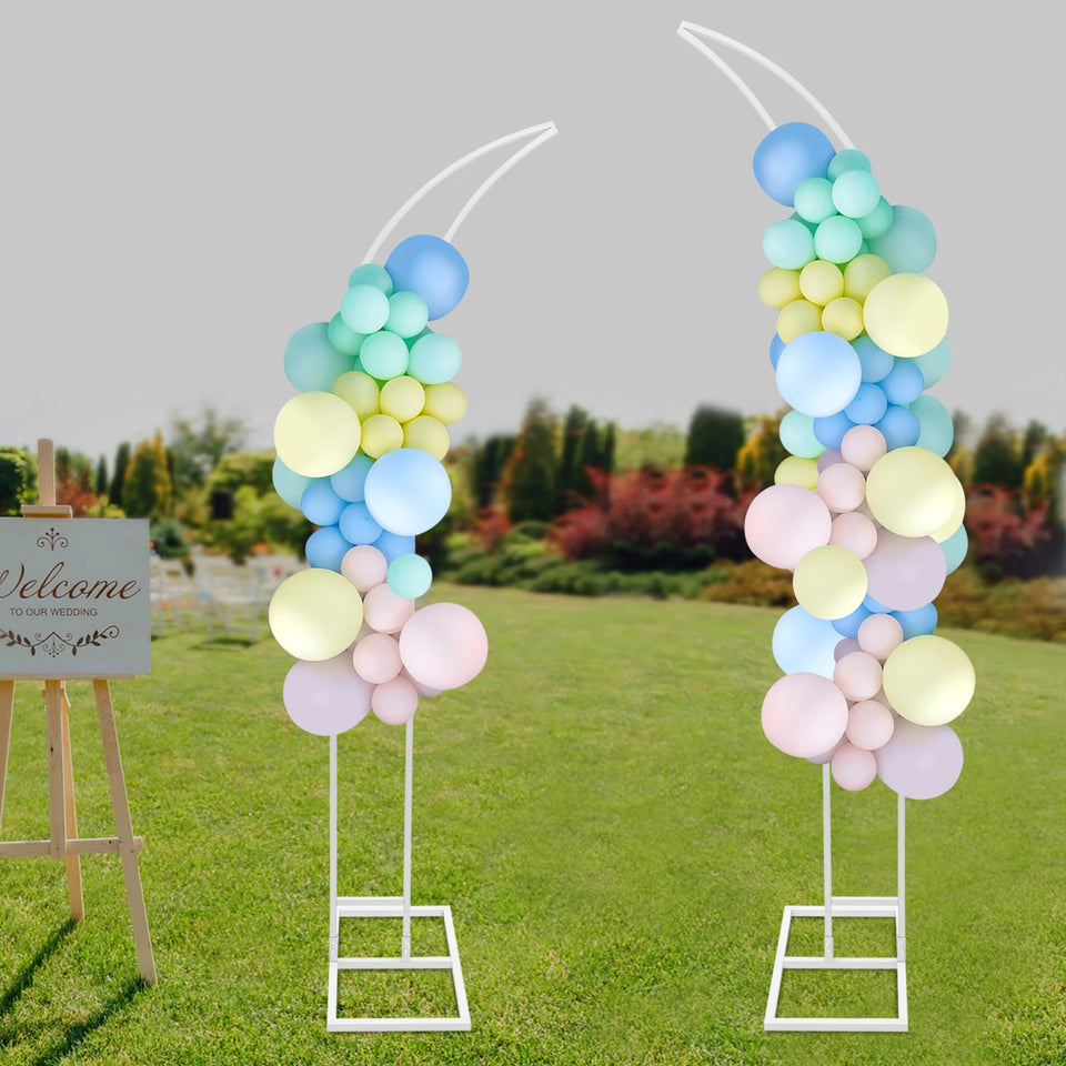 2PCS Wedding Arched Bracket,2.1m & 1.9m White/Gold Curved Wedding Stand,Decoration Backdrop Stand for Ceremony and Party