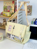Y2K Japanese Harajuku School Bags for Teenage Girls New Transparent Itabag Crossbody Bag DIY Badges Display Plate Ita Bag