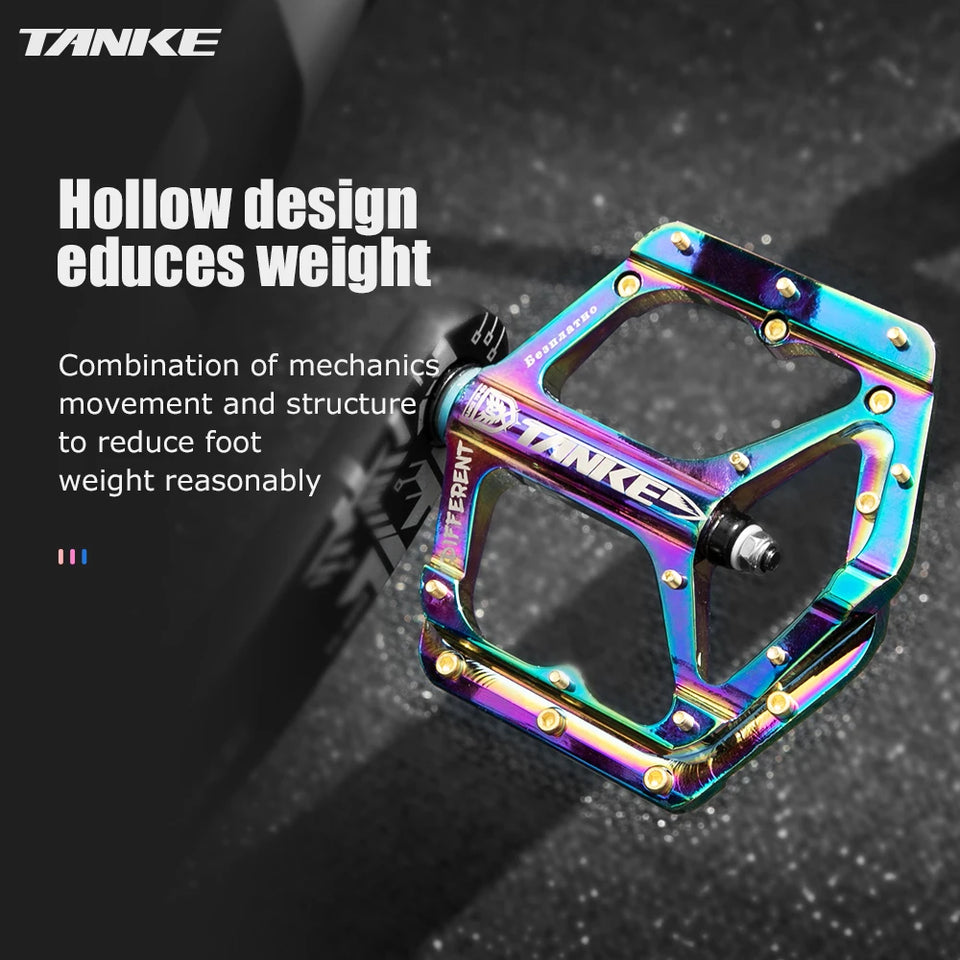 TANKE MTB Pedals Lightweight Aluminum Alloy Non-slip Bicycle Pedal (10 Non-Slip Pins/Side)with Grease&Bearing Bike pedal TP-50