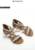 Summer New Women's Sandals Rome Bohemian Flow Su Flat Heel Soft Bottom Comfortable Anti slip Outerwear Tourist Vacation