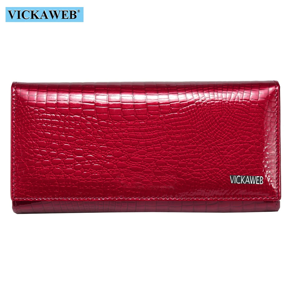 New Women Magnetic Hasp Wallet Genuine Leather Coin Purse Ladies Long Fashion Female Card Hold Money Bag AE501-1