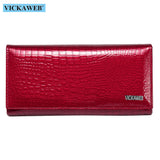 New Women Magnetic Hasp Wallet Genuine Leather Coin Purse Ladies Long Fashion Female Card Hold Money Bag AE501-1