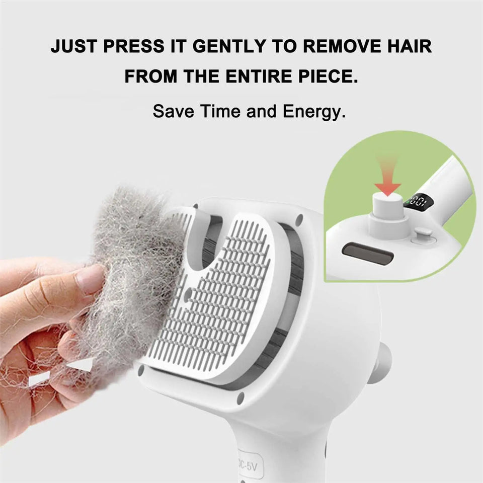 Pet Hair Remover Spray Grooming Comb Cats Dogs Floating Hair Removal Steam Cleaning Brush Dematting Water Mist Humidifier Comb