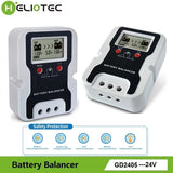 HELIOTEC 24V LED Display Battery Equalizer 2 x 12V Flood AGM Lead Acid Battery Bank Voltage Active Balancer Discharge Regulator