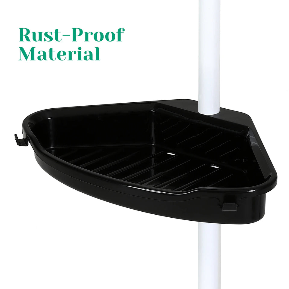 Corner Shower Caddy with Tension Pole 4-Tier Adjustable Shelves Bathroom Storage Organizer with Rubber Pad,101.6 - 122 Inch H