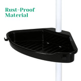Corner Shower Caddy with Tension Pole 4-Tier Adjustable Shelves Bathroom Storage Organizer with Rubber Pad,101.6 - 122 Inch H
