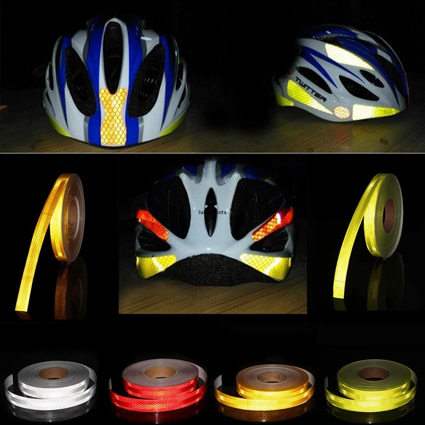 25mm*5m Fluorescent PET Reflective Tape Bicycle Waterproof Reflectors Sticker Self Adhesive Strip For Motorcycle Car Bike Helmet