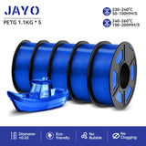 JAYO filaments petg 5Rolls Mixed colors 3D Printer Filament 1.75mm 100% No Bubble FDM 3D Printer Materials DIY Gift 1.1KG/1rolls