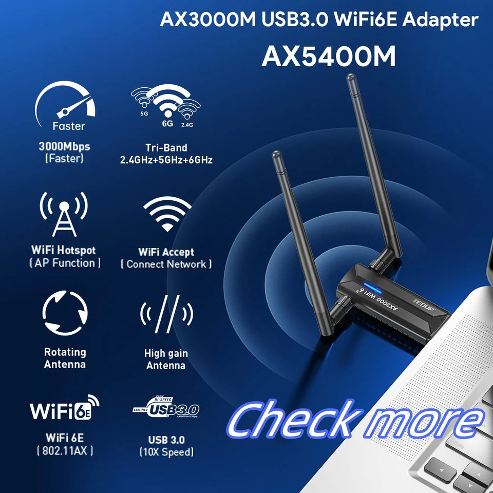 EDUP  RT2980 Router AX3000 3000Mbps Dual Band 2.4/5GHz Gigabit WIFI6 Router 802.11AX MIMO EasyMesh Wide Signal Range