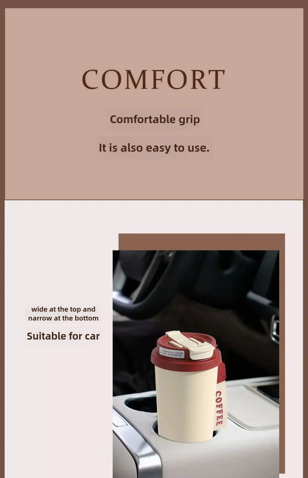 Ceramic Lined Insulated Cup Travel Coffee Cup with Sealed Lid Reusable Ceramic Lining High Aesthetic Value