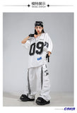 Boys Hip Hop Mesh T-shirt Cargo Pants Girls K-pop Street Dance Sweatshirt Costumes Child Clothes Sets Kids Teens Jazz Streetwear
