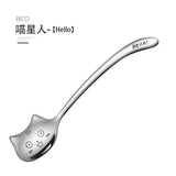 Funny Cat Spoons Cute Cartoon Meow Teaspoons for Coffee Dessert Cake Long Tail Spoon Birthday Gift Kitchen Tableware Accessories